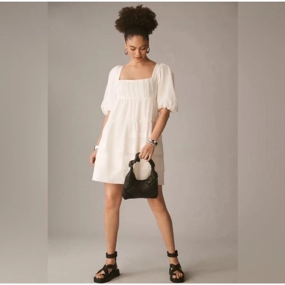 Anthropologie Dresses & Skirts - Anthropologie Square neck Puff sleeve Tiered dress Size Small
